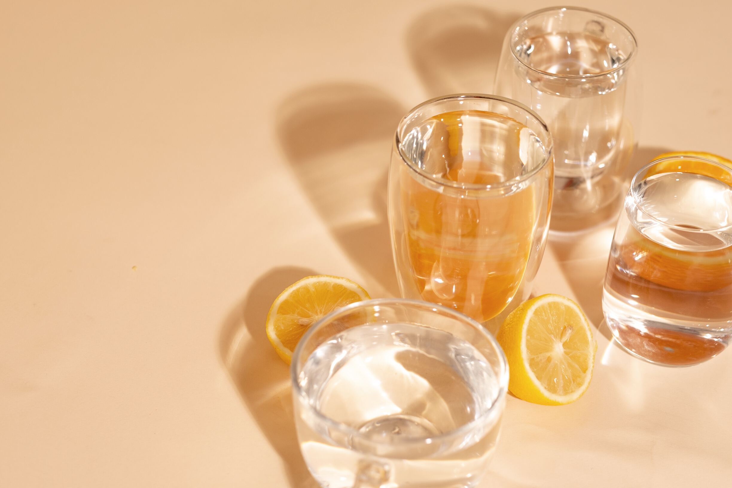 Glasses with Water and Orange Slices